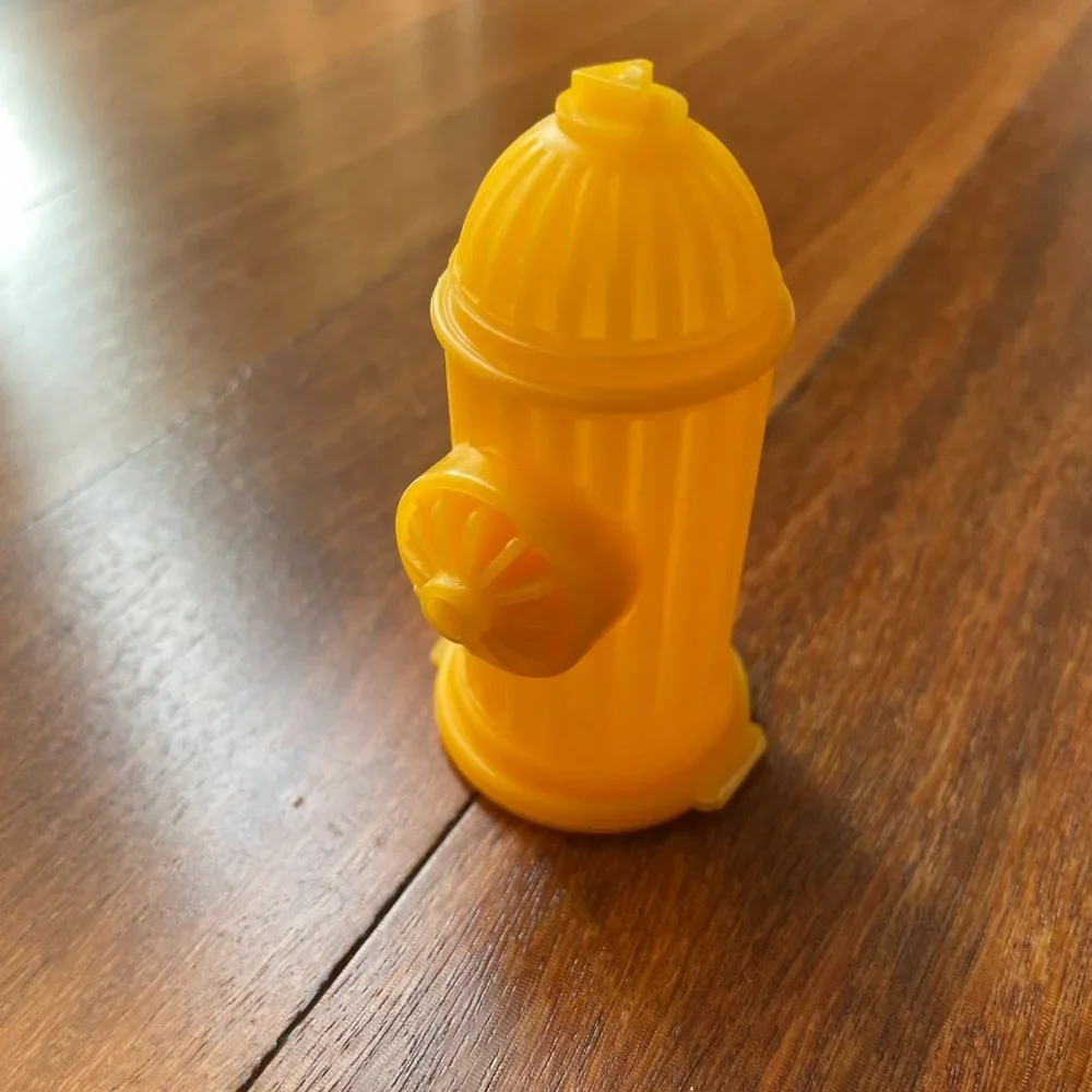 Three (3) Yellow Vintage Candy Containers - Garbage Can, Fire Hydrant & Coffin